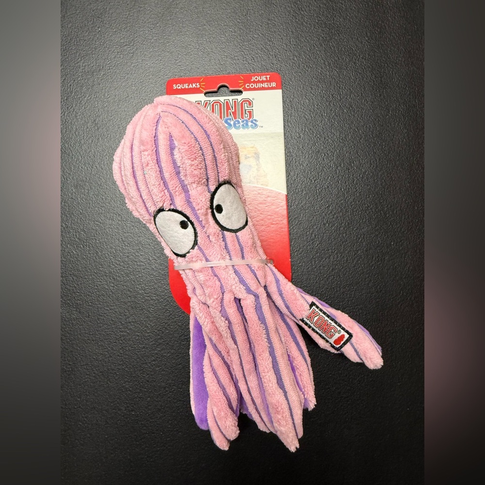 KONG NWT Cuteseas Pink Octopus Soft Corduroy Plush Squeaky Dog Toy